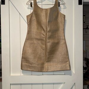 ANTONIO MELANI Metallic Gold Mini Sheath Dress